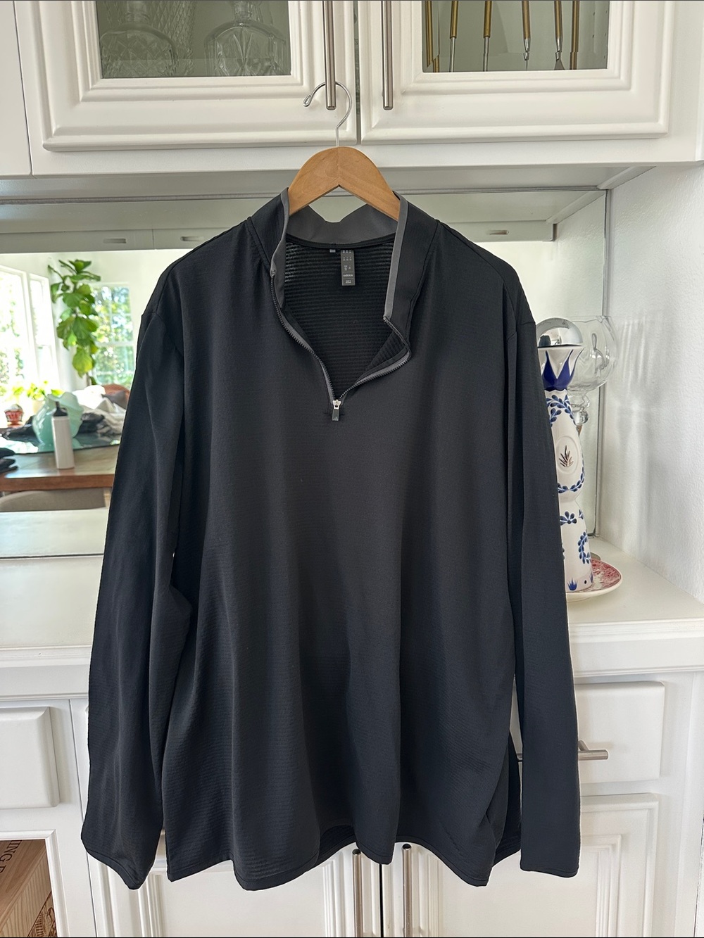 ADIDAS Men's Black GOLF Quarter-Zip Performance Sweater